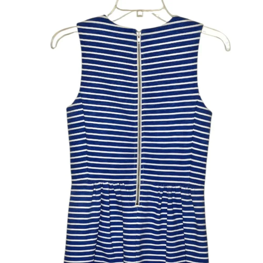 J.Crew Navy White Striped Fit & Flare Dress XS Sleeveless Cotton Nautical Summer